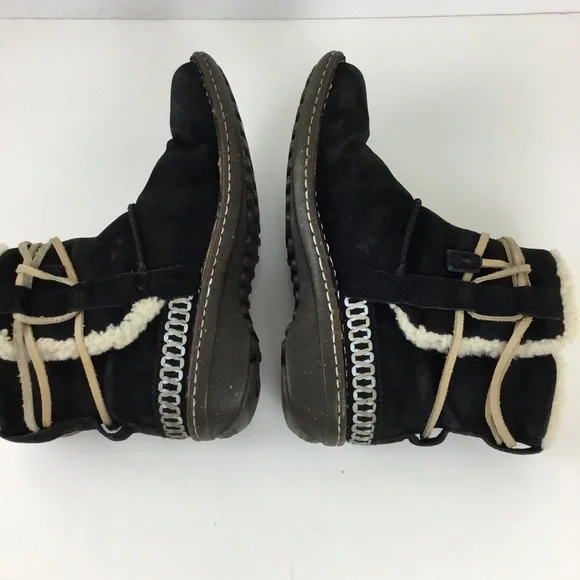 Ugg Women's Black Cove 5178 Suede Fur Ankle Winter Boot - Picture 8 of 12